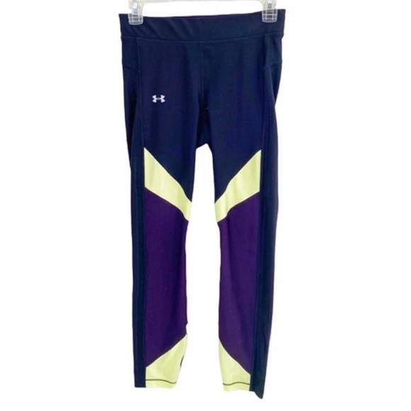 Under Armour Heat Gear Colorblock Cropped Athletic Leggings, Size Small* - Picture 3 of 15